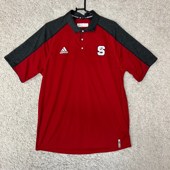 adidas Other - NC State Wolfpack Polo Shirt Mens Size Large Red Adidas Preppy College NCAA